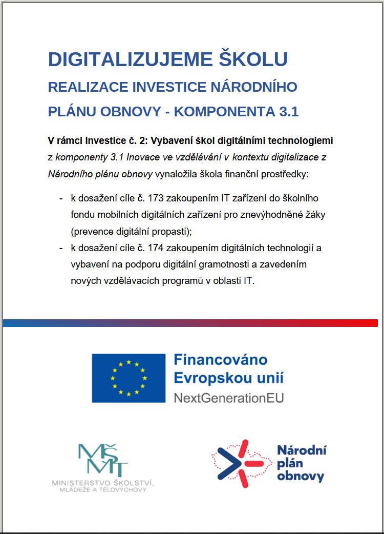 Digitalizujeme školu – financováno Evropskou unií